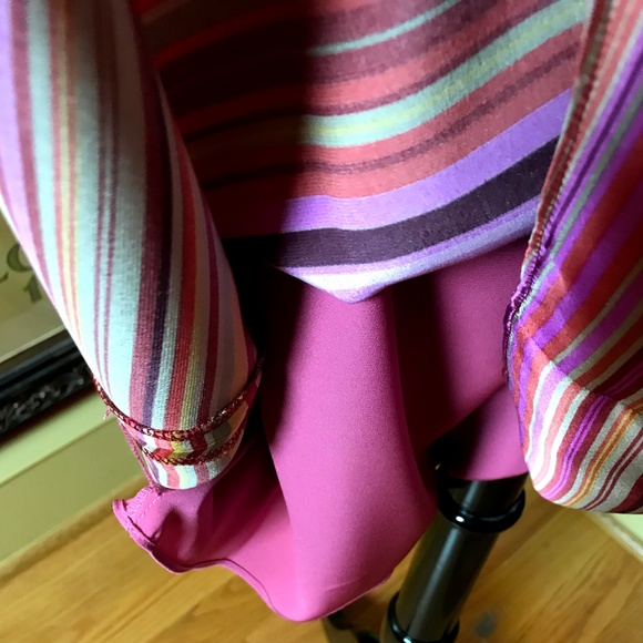 NWT, Banana Republic, Silk Pink Strip Slip Dress - Picture 4 of 5